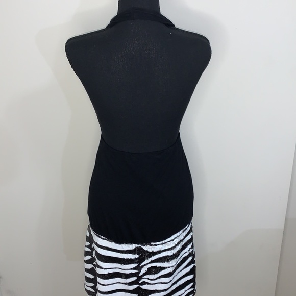 Bebe zebra print sequence backless halter for women size L - Picture 9 of 9